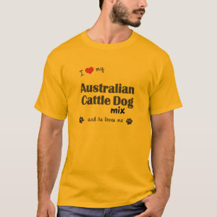 Camiseta Amo mi mezcla australiana del perro del ganado (el