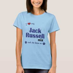 Camiseta Amo mi mezcla de Jack Russell (el perro femenino)