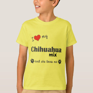 Camiseta Amo mi mezcla de la chihuahua (el perro femenino)