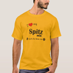 Camiseta Amo mi mezcla del perro de Pomerania (el perro