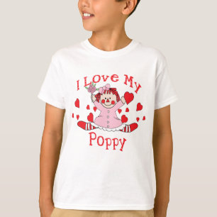 Camiseta Amo mi muñeca y corazones de trapo de la amapola