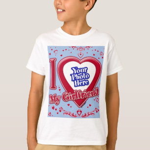 Camiseta Amo Mi Novia Foto Corazón Rojo Bebé Azul