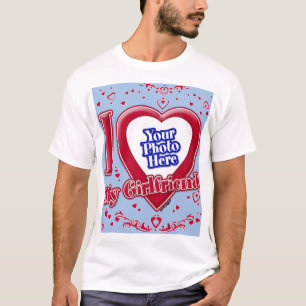 Camiseta Amo Mi Novia Foto Corazón Rojo Bebé Azul