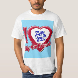 Camiseta Amo Mi Novia Foto Corazón Rojo Turquesa
