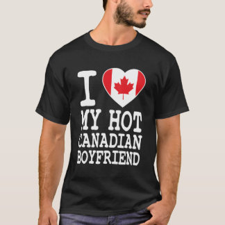 Camiseta Amo mi novio canadiense caliente Bandera de Canadá