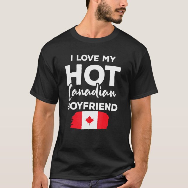 Camiseta Amo mi novio canadiense caliente Bandera de Canadá (Anverso)