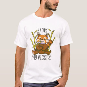 Camiseta Amo Mi Panda Rojo Vegetales