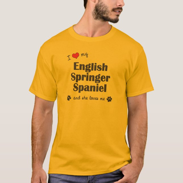 Camiseta Amo mi perro de aguas de saltador inglés (el perro (Anverso)