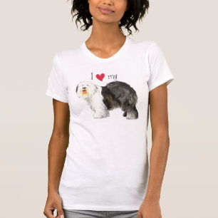 Camiseta Amo mi perro pastor inglés viejo