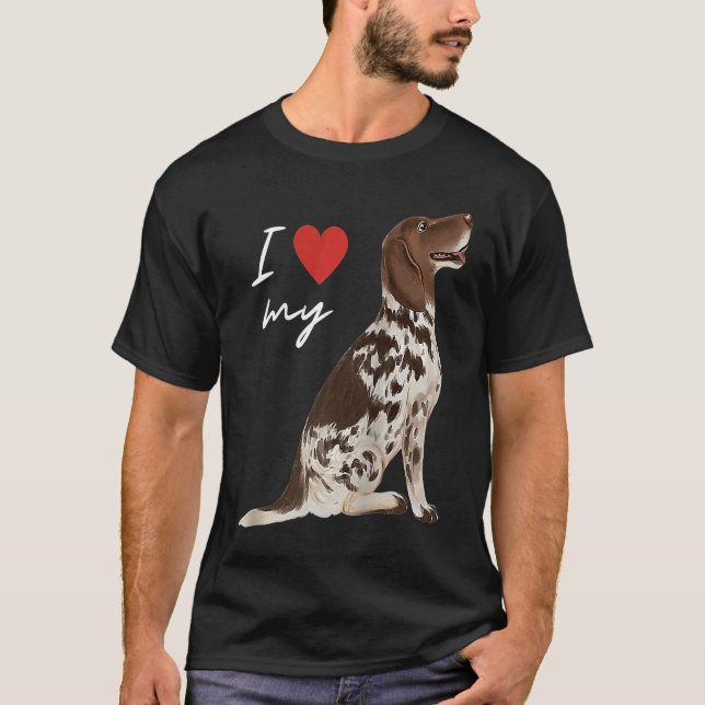 Camiseta Amo mi perro pointer inglés de hígado y blanco Rag (Anverso)