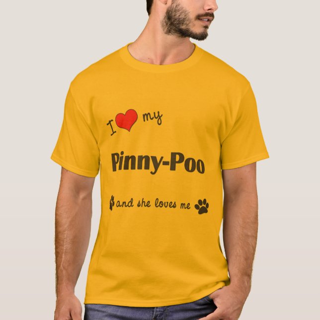 Camiseta Amo mi pinny-Poo (el perro femenino) (Anverso)