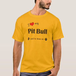 Camiseta Amo mi pitbull (el perro masculino)