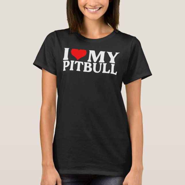 Camiseta Amo Mi Pitbull, Mi Corazón Rojo Mi Pitbull (Anverso)