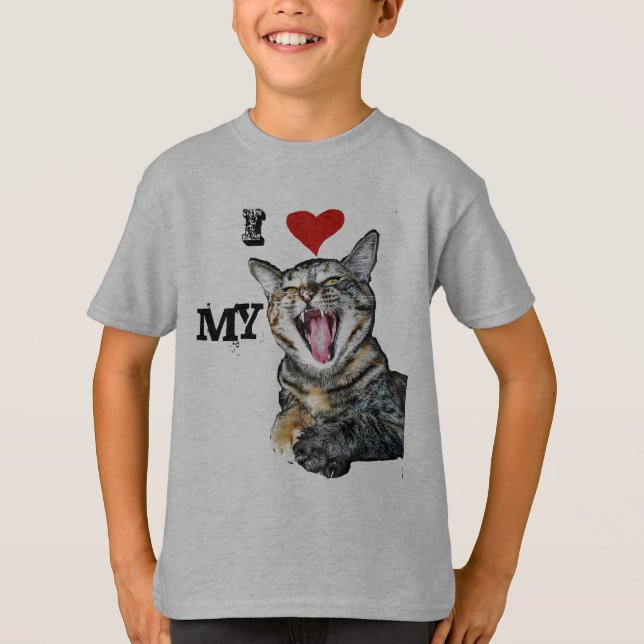 Camiseta Amo mi plantilla del personalizable del gato (Anverso)