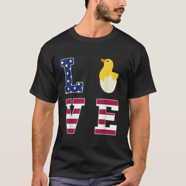Camiseta Amo Mi Pollo Hatear Bebé Chick Lover USA Fl (Anverso)