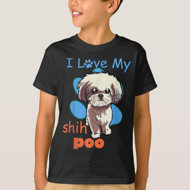 Camiseta Amo Mi Poo Shih Mejor Perro Amante Paw Imprimir Cr (Anverso)