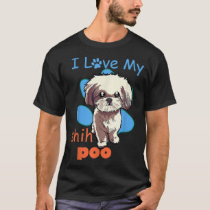 Camiseta Amo Mi Poo Shih Mejor Perro Amante Paw Imprimir Cr