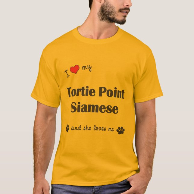 Camiseta Amo mi punto de Tortie siamés (el gato femenino) (Anverso)