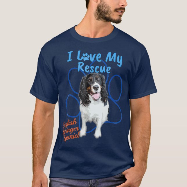 Camiseta Amo Mi Rescate Inglés Springer Spaniel Dog (Anverso)