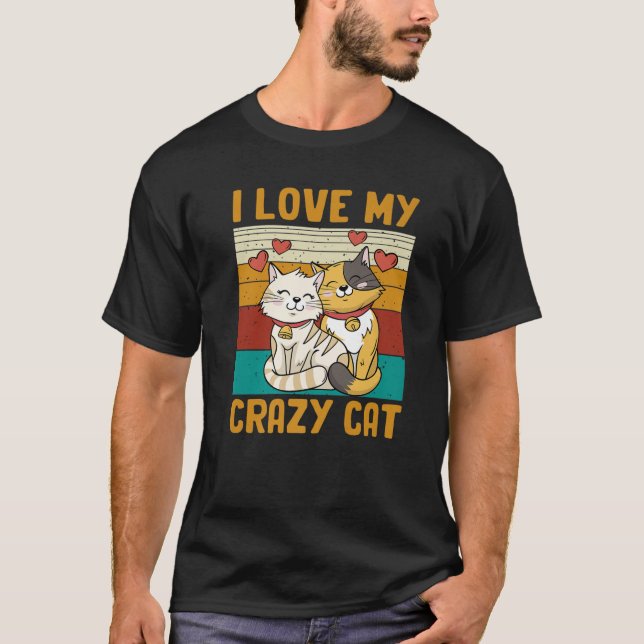Camiseta Amo Mi Retro De Gato Loco (Anverso)