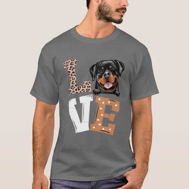 Camiseta Amo Mi Rottweiler Gracioso Perro Ama El Prin Leopa (Anverso)