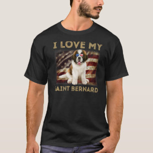 Camiseta Amo Mi San Bernard Papá Mamá Bandera Americana Wei