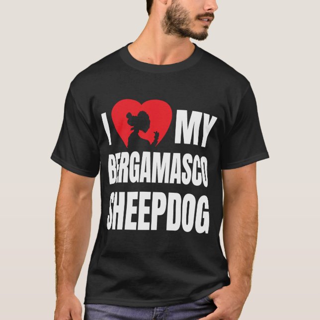 Camiseta Amo mi silueta de perro perro de Bergamasco (Anverso)