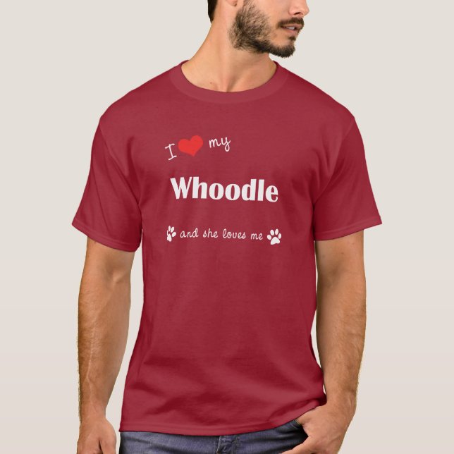 Camiseta Amo mi Whoodle (el perro femenino) (Anverso)