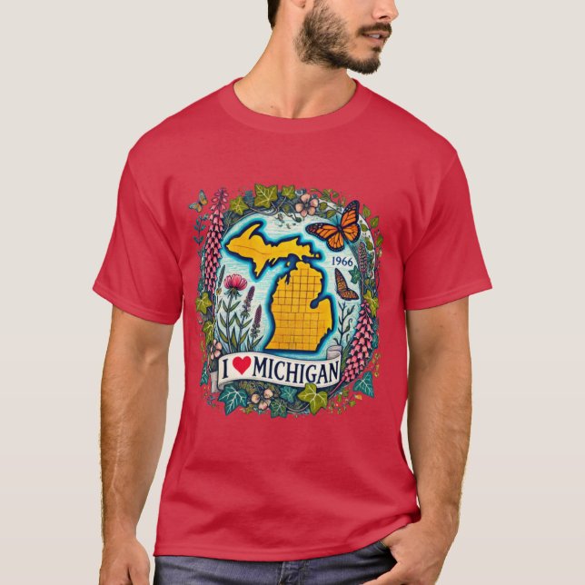 Camiseta Amo Michigan Sobredimensionado 2 (Anverso)