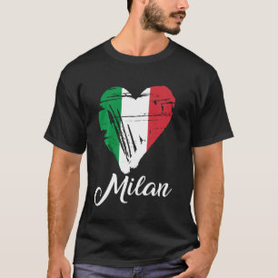 Camiseta Amo Milán Italia Corazón Bandera Italiana