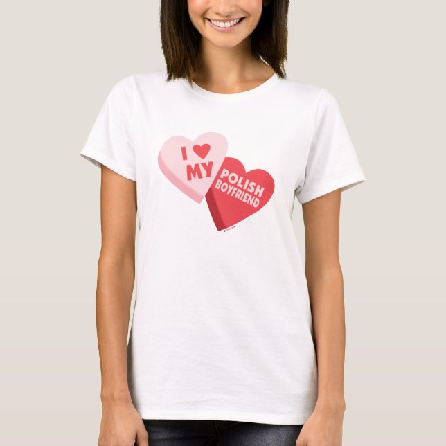 Camiseta Amo mis corazones polacos del caramelo del novio (Anverso)