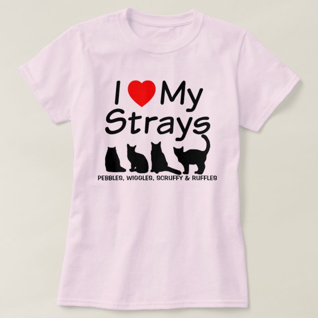Camiseta Amo Mis Cuatro Gatos Estáticos (Diseño del anverso)