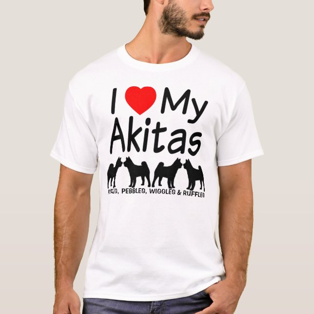 Camiseta Amo Mis Cuatro Perros Akita (Anverso)