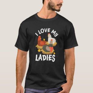 Camiseta Amo Mis Damas Gallinas Granjero Avícola