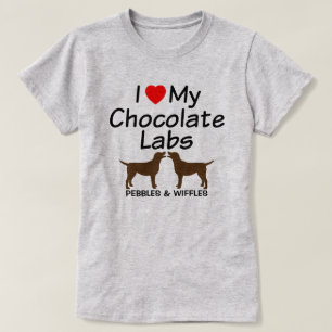 Camiseta Amo Mis Dos Perros De Laboratorio De Chocolate