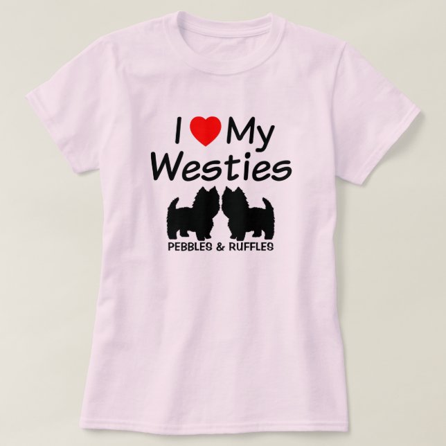 Camiseta Amo Mis Dos Perros Westie (Diseño del anverso)