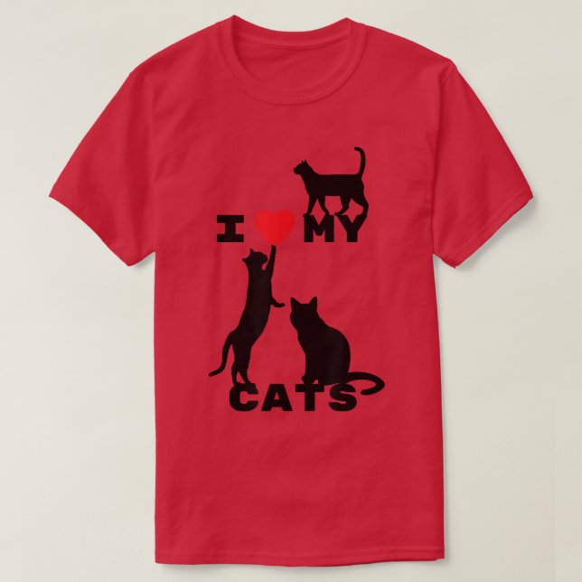 Camiseta Amo mis gatos (Diseño del anverso)