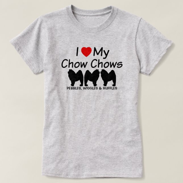 Camiseta Amo Mis Tres Perros Chow (Diseño del anverso)