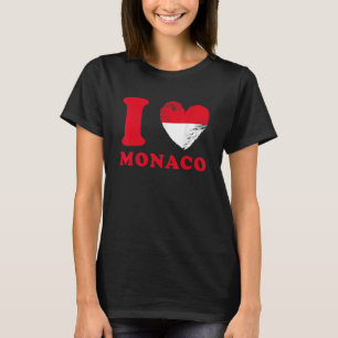 Camiseta Amo Mónaco   Bandera en forma de corazón Mónaco