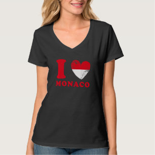 Camiseta Amo Mónaco  Bandera en forma de corazón Mónaco  1