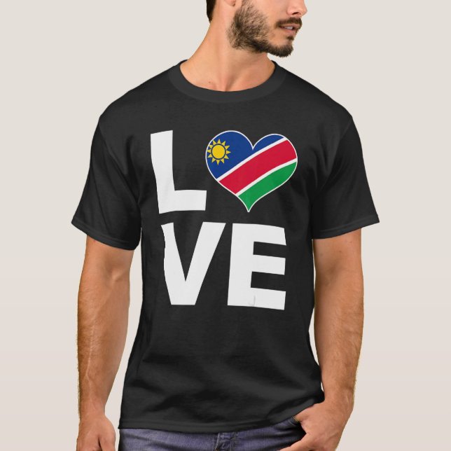 Camiseta Amo Namibia Bandera del Corazón Namibia (Anverso)