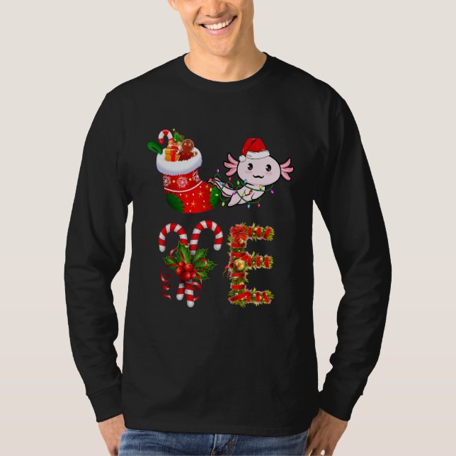 Camiseta Amo Navidades Axolotl Luces Led Santa Hat Chris (Anverso)