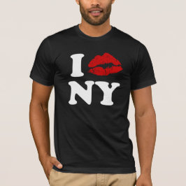 Camiseta Amo Nueva York | Labios besos de pintalabios rojos