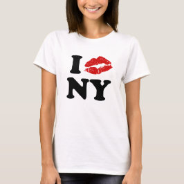 Camiseta Amo Nueva York | Labios besos de pintalabios rojos
