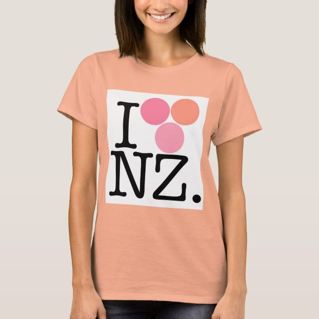 Camiseta Amo Nueva Zelanda - Rosa (Anverso)