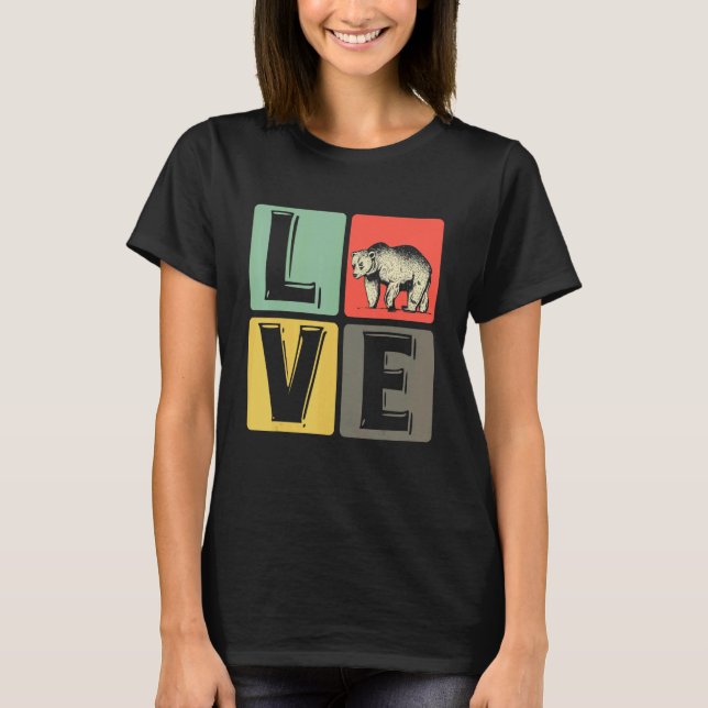 Camiseta Amo Oso Agradable Corazón Marrón Osos (Anverso)