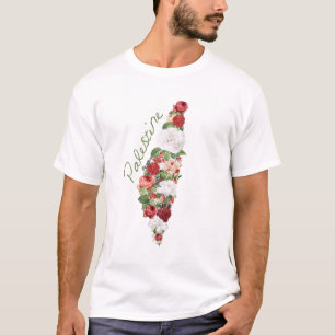 Camiseta Amo Palestina Mapa de Palestina rosas