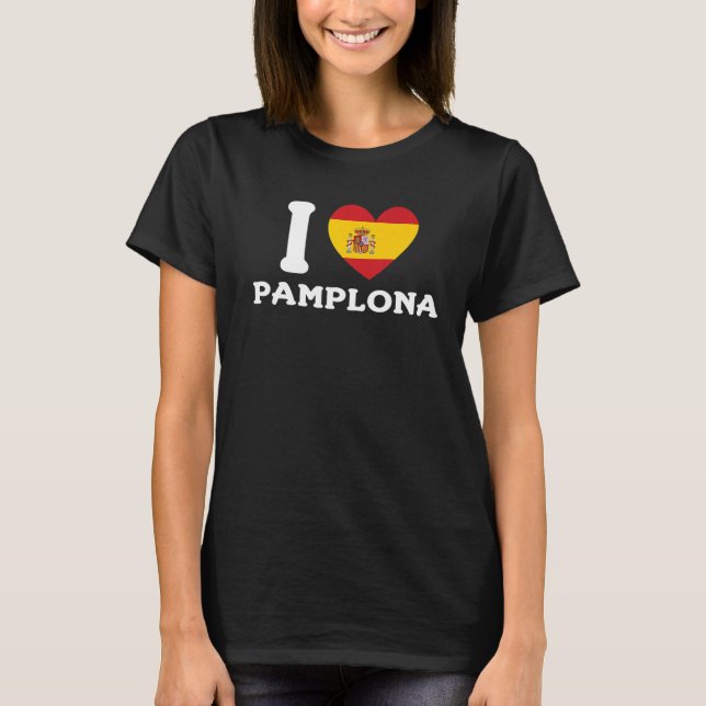 Camiseta Amo Pamplona España Corazón Bandera Española Premi (Anverso)