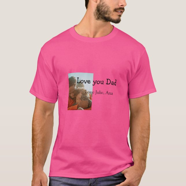 Camiseta Amo papá padre día agregar nombre de foto simple (Anverso)
