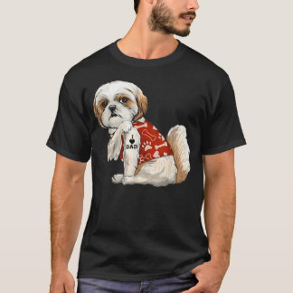 Camiseta Amo Papá Tatuaje Shih Tzu Papá Divertido Día del P